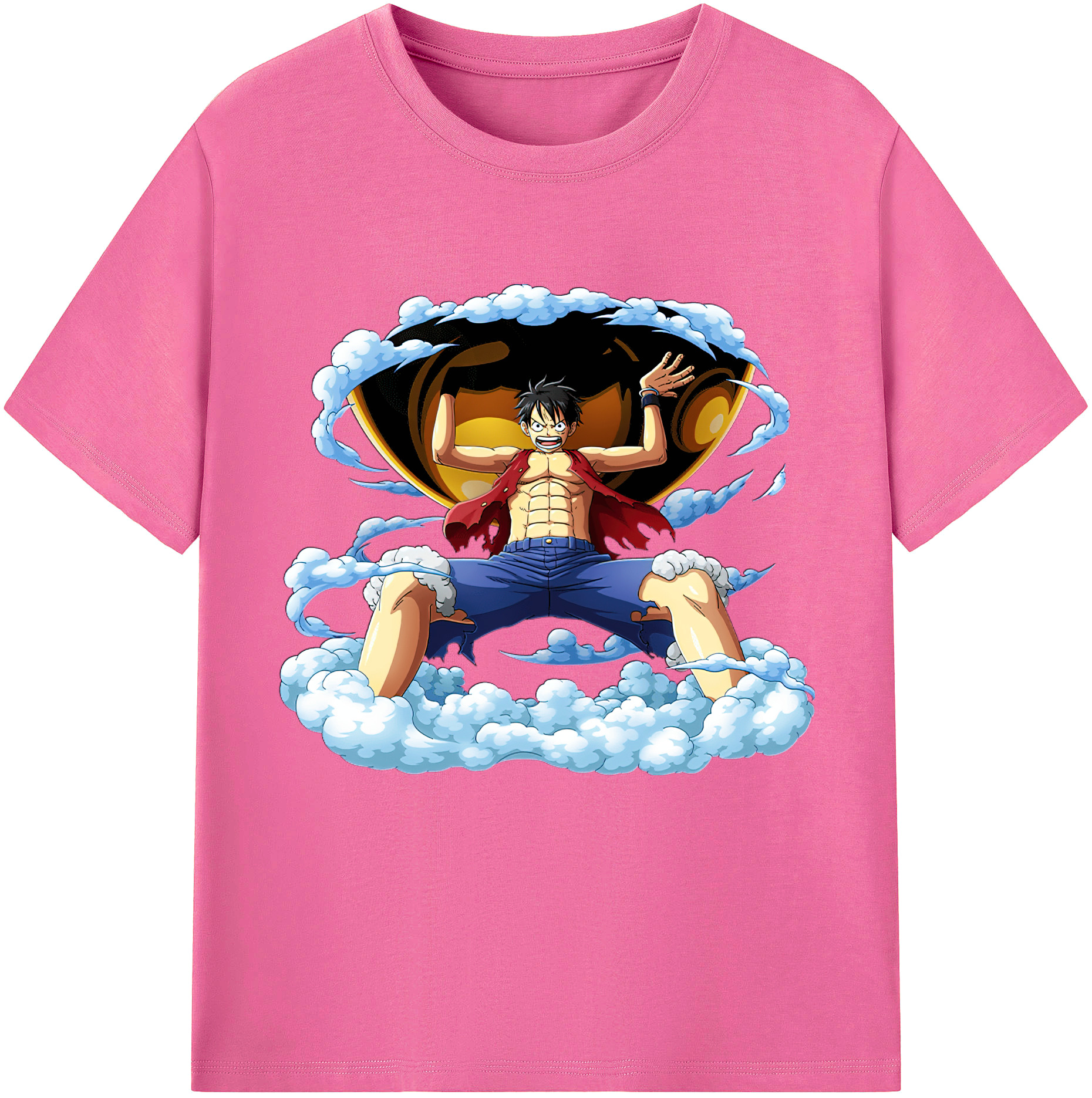 ワンピース モンキー・D・ルフィ ONE PIECE Monkey D. Luffy レディースカジュアルプリントTシャツ（綿100％）